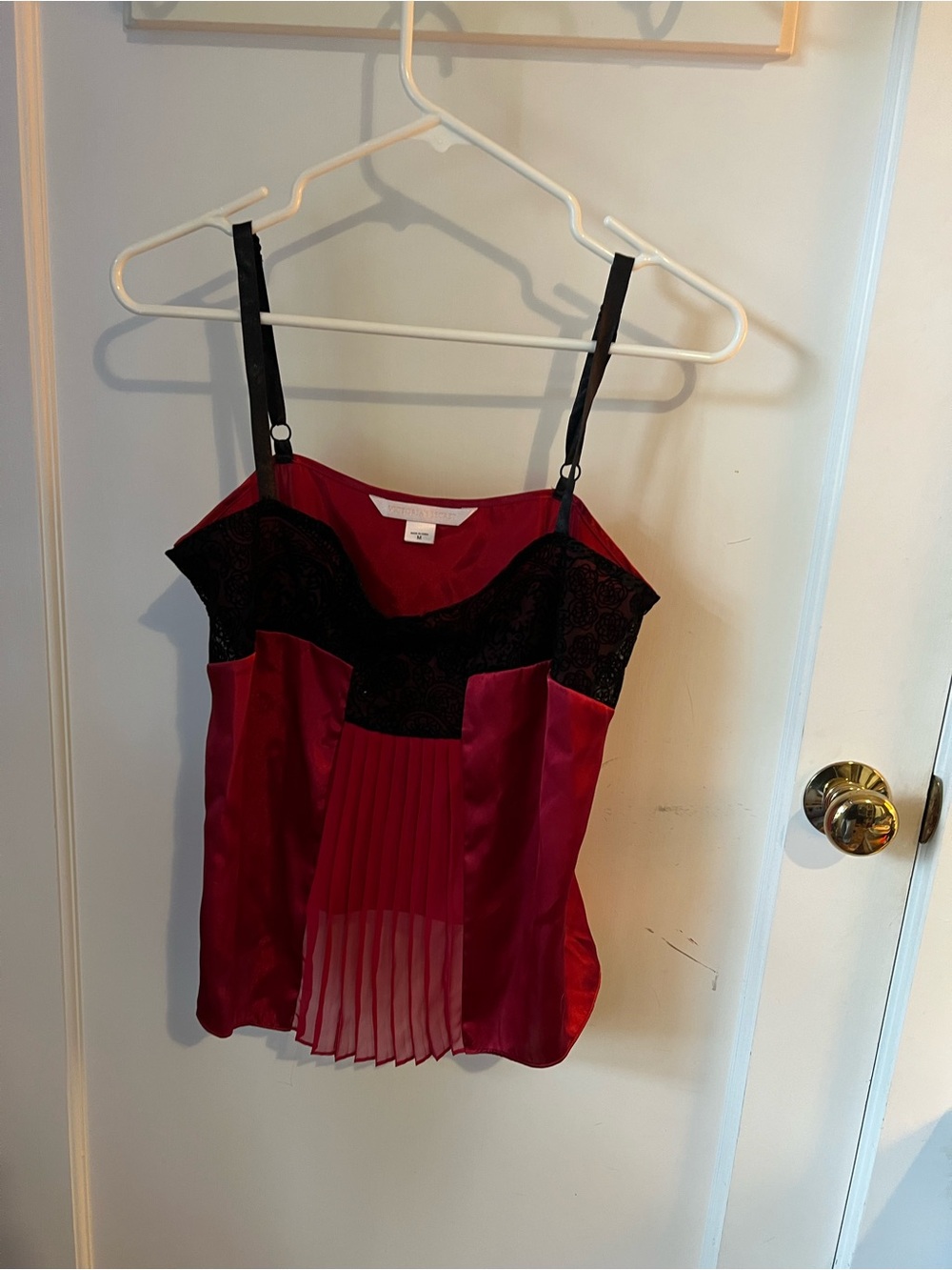 Victoria's Secret Red Satin Camisole with Black Lace